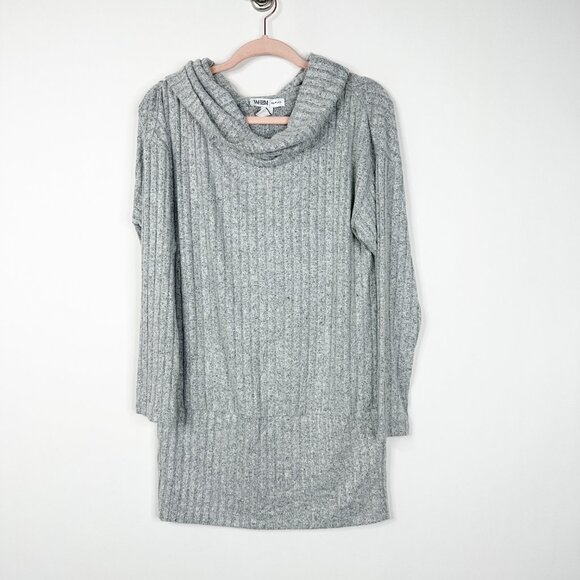 NWT White House Black Market Sweater XXS Cowl Neck Banded Tunic Gray Cozy - Picture 2 of 8